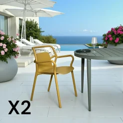 Chaise de jardin design bleue, empilable (lot de 2) PINETO