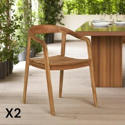 Chaise de jardin design en teck (lot de 2) MENDOZA