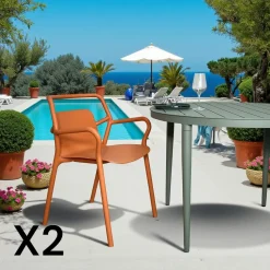 Chaise de jardin design jaune, empilable (lot de 2) PINETO