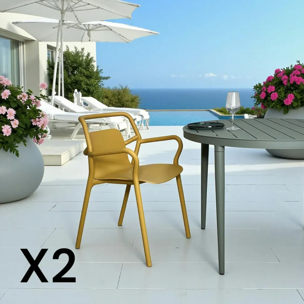 Chaise de jardin design kaki, empilable (lot de 2) PINETO