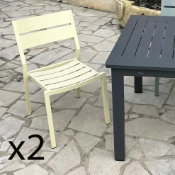 Chaise de jardin en aluminium gris sable (lot de 2) STOCKHOLM