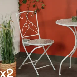 Chaise de jardin en mosaïque beige (lot de 2) GRENADE