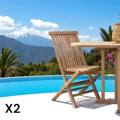 Chaise de jardin en teck, pliante (lot de 2) MENDOZA