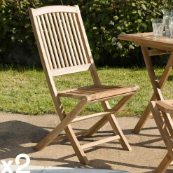 Chaise de jardin en teck pliante (lot de 2) SUMMER