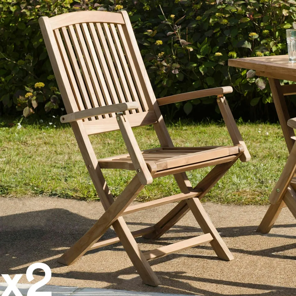 Chaise de jardin en teck pliante (lot de 2) SUMMER