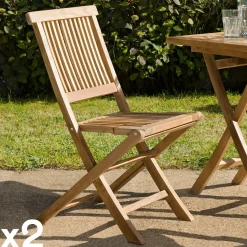 Chaise de jardin en teck avec accoudoirs (lot de 2) SUMMER