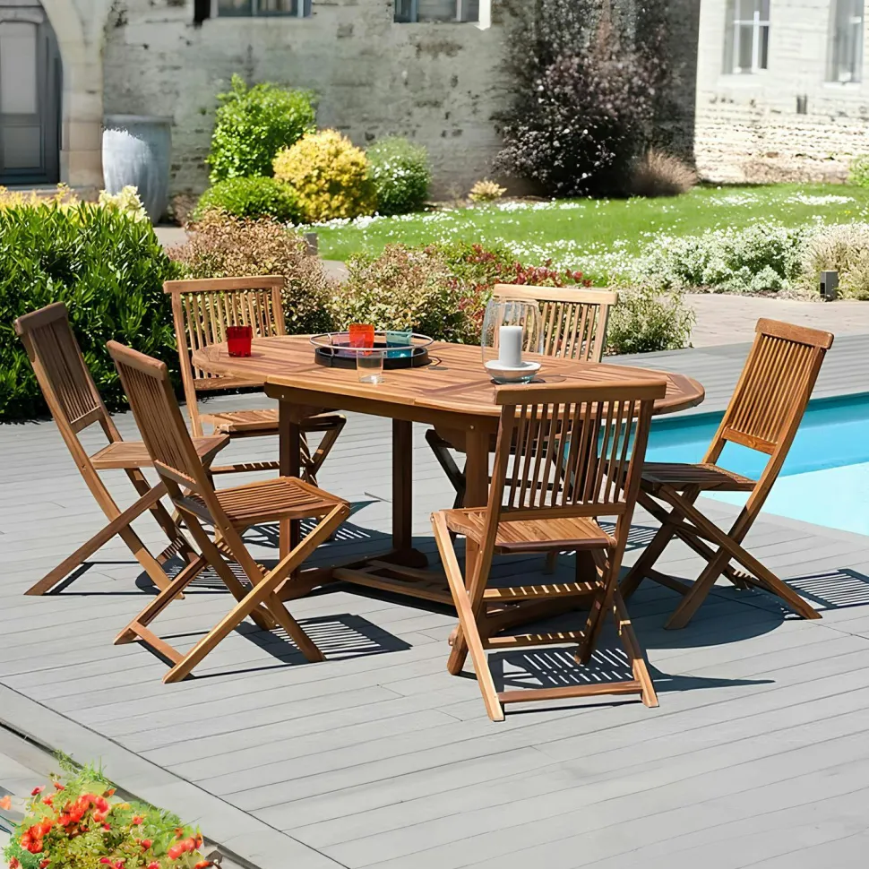 Chaise de jardin en teck massif huilé (lot de 2) MACAO