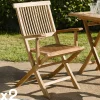 Chaise de jardin en teck à bords droits avec accoudoirs (lot de 2) SUMMER