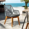 Chaise de jardin grise en corde tressée et pieds bois FSC® GRENADE