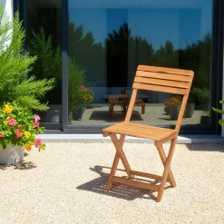 Chaise de jardin pliante en bois, avec poignée SORA