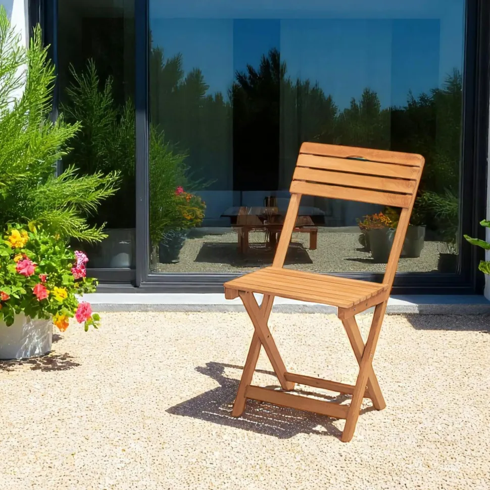 Chaise de jardin pliante en bois, avec poignée SORA