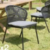 Chaise de jardin rotin synthétique noir avec coussin gris (lot de 2) GIJON