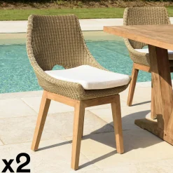 Chaise de jardin résine tressée beige (lot de 2) MANY