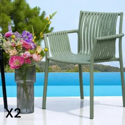Chaise de jardin verte (lot de 4) MENDOZA