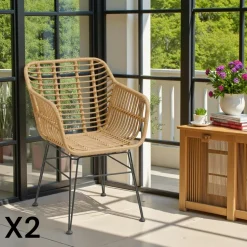Chaise de salle à manger beige crème (lot de 2) HAWAI