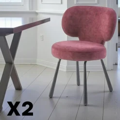 Chaise de salle à manger bleue, assise ronde (lot de 2) LIGURIE