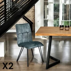 Chaise de salle à manger bleu pétrole avec pieds épingle (lot de 2) MALMOE