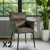 Chaise de salle à manger bi-matière verte (lot de 2) KERALA