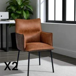 Chaise de salle à manger bi-matière verte (lot de 2) KERALA