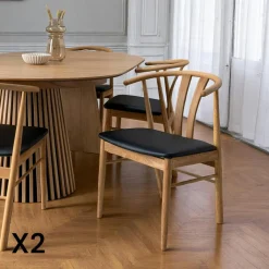 Chaise de salle à manger design noire en bois de hêtre (lot de 2) BERLIN