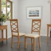 Chaise de salle à manger en bois de chêne et tissu, dossier croisé (lot de 2) CRUZ