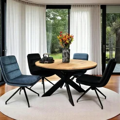 Chaise de salle à manger en velours bleu JAVA (lot de 2)