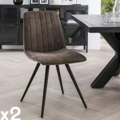 Chaise de salle à manger en velours moutarde JAVA (lot de 2)