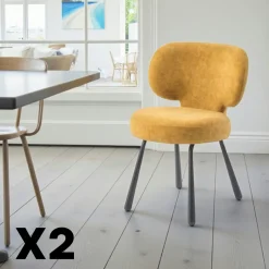Chaise de salle à manger moutarde, assise ronde (lot de 2) LIGURIE