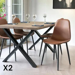 Chaise de salle à manger marron clair style vintage (lot de 2) BERLIN