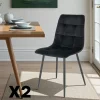 Chaise de salle à manger noire motif damier (lot de 2) TARAZ