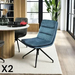 Chaise de salle à manger pivotante en velours bleu (lot de 2) PALERME