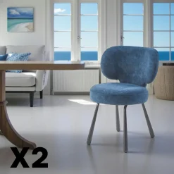 Chaise de salle à manger prune, assise ronde (lot de 2) LIGURIE