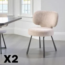 Chaise de salle à manger taupe, assise ronde (lot de 2) LIGURIE