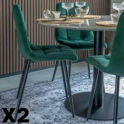 Chaise de salle à manger vert foncé motif damier (lot de 2) TARAZ