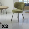 Chaise de salle à manger verte, assise ronde (lot de 2) LIGURIE