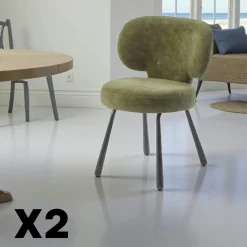 Chaise de salle à manger verte, assise ronde (lot de 2) LIGURIE