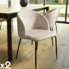 Chaise de salle à manger velours beige dossier rond (lot de 2) TIM