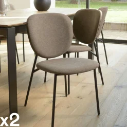 Chaise de table tissu marron (lot de 2) TIM
