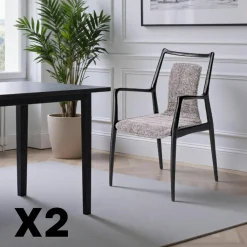 Chaise design anthracite à structure noire (lot de 2) ALDER