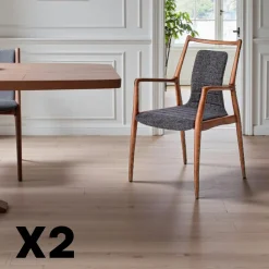 Chaise design anthracite à structure noire (lot de 2) ALDER