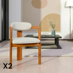 Chaise design écrue - dossier minimaliste (lot de 2) BOMA