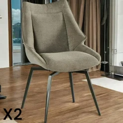 Chaise design tissu microfibre gris (lot de 2) IENA