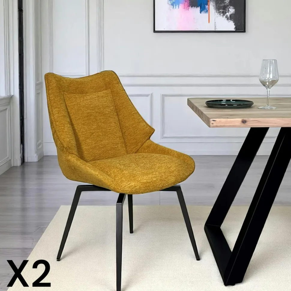 Chaise design tissu microfibre gris (lot de 2) IENA