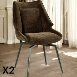 Chaise design tissu microfibre chocolat (lot de 2) IENA