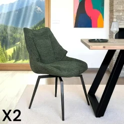 Chaise design tissu microfibre chocolat (lot de 2) IENA