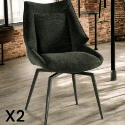 Chaise design tissu microfibre anthracite (lot de 2) IENA