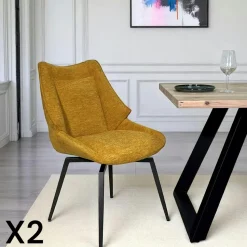 Chaise design tissu microfibre anthracite (lot de 2) IENA