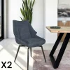 Chaise design tissu microfibre bleu (lot de 2) IENA