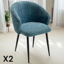 Chaise dossier rond tissu noir (lot de 2) IENA