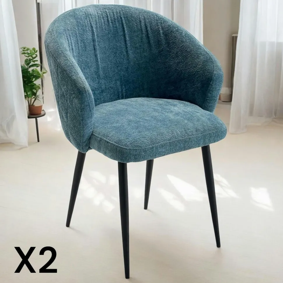 Chaise dossier rond tissu terracotta (lot de 2) IENA